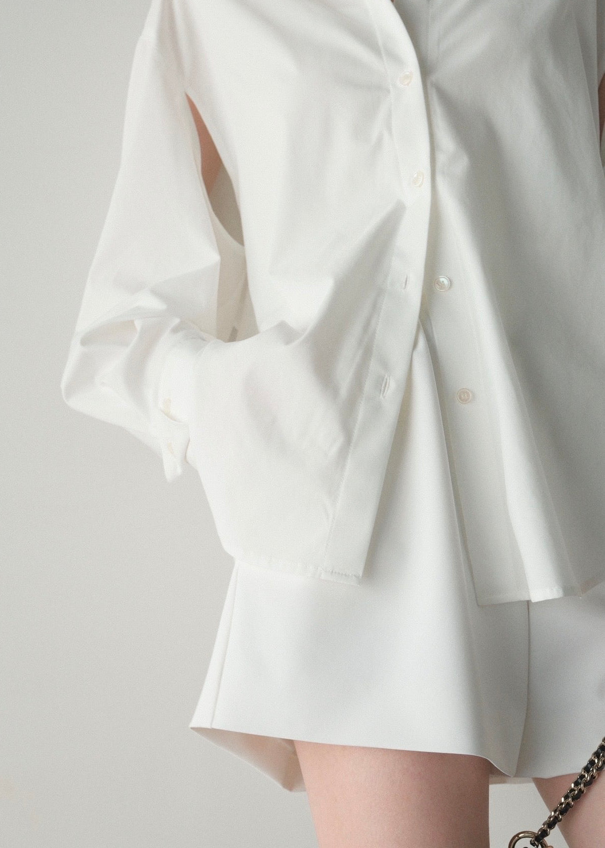 撥水 2way silky over shirt / white