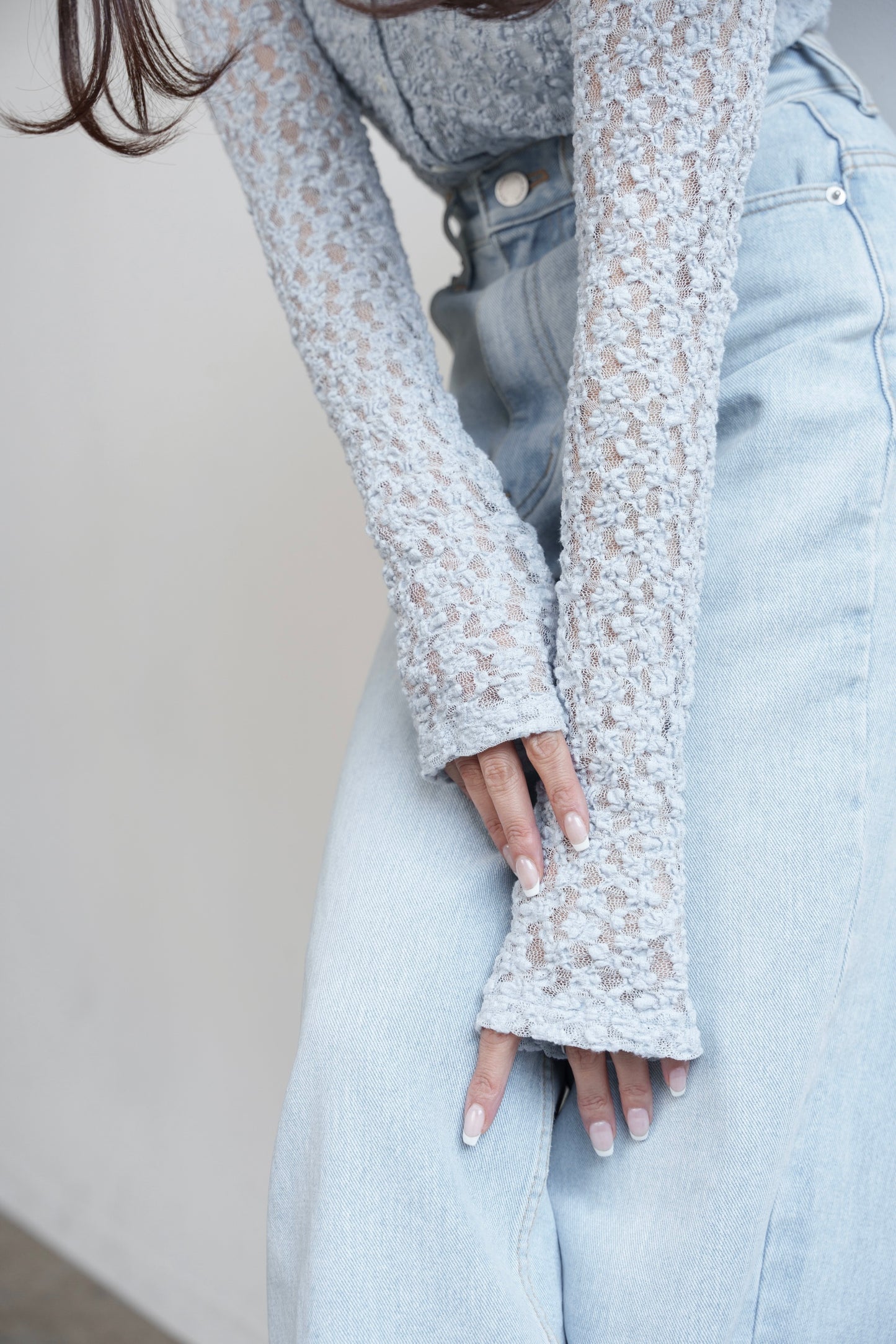 Lace body suit - Blue gray