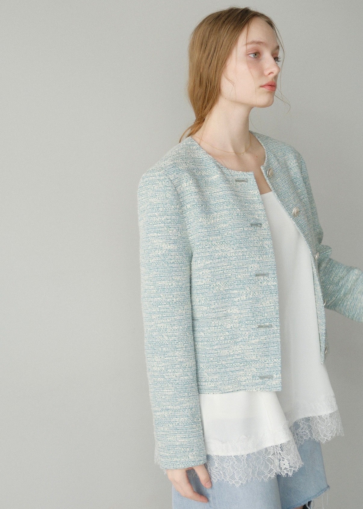 【即納】 CARLA Tweed jacket / Green