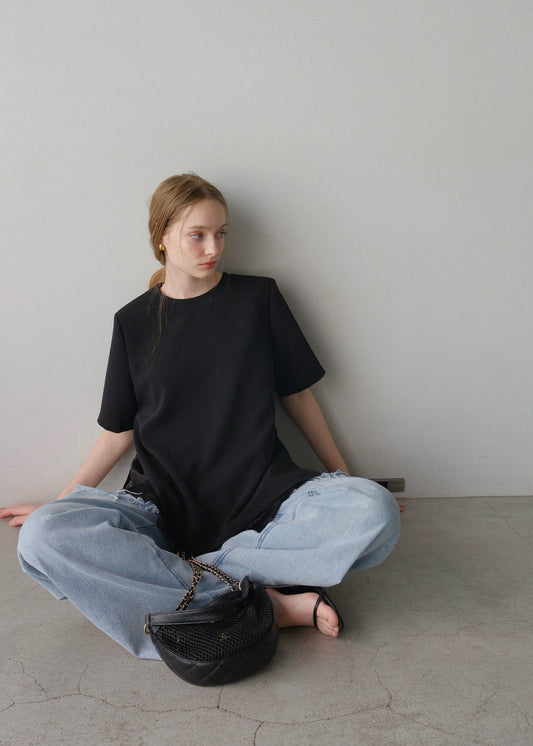 Lady shoulder T blouse / Black