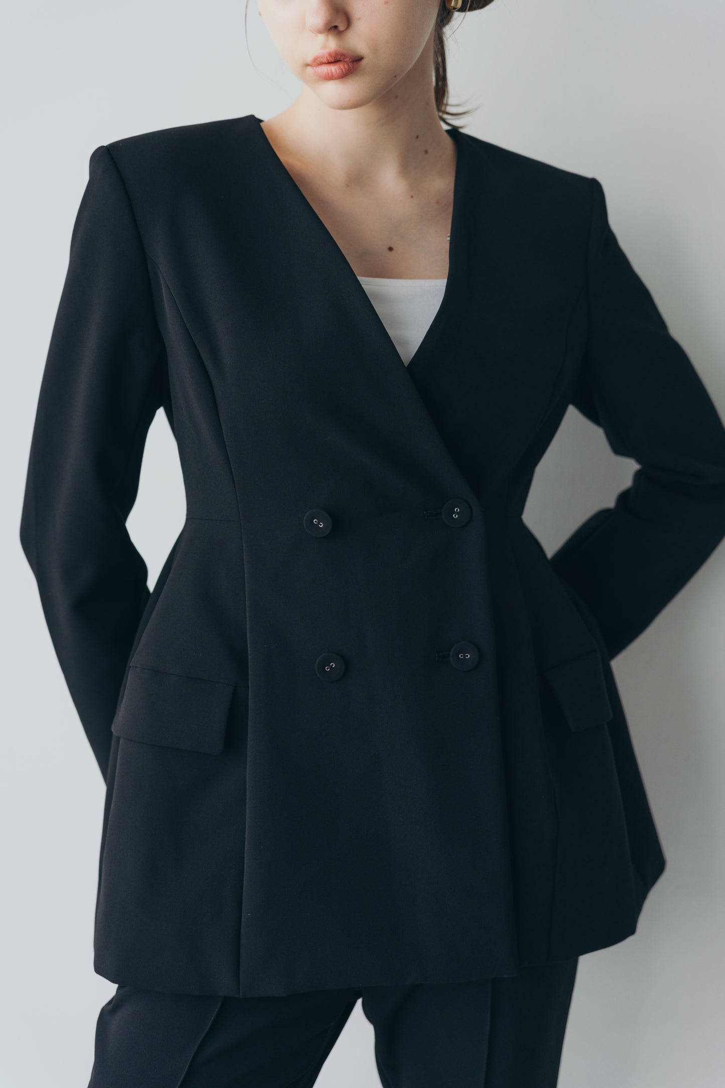 Ruffle 2way Peplum Jacket -Black