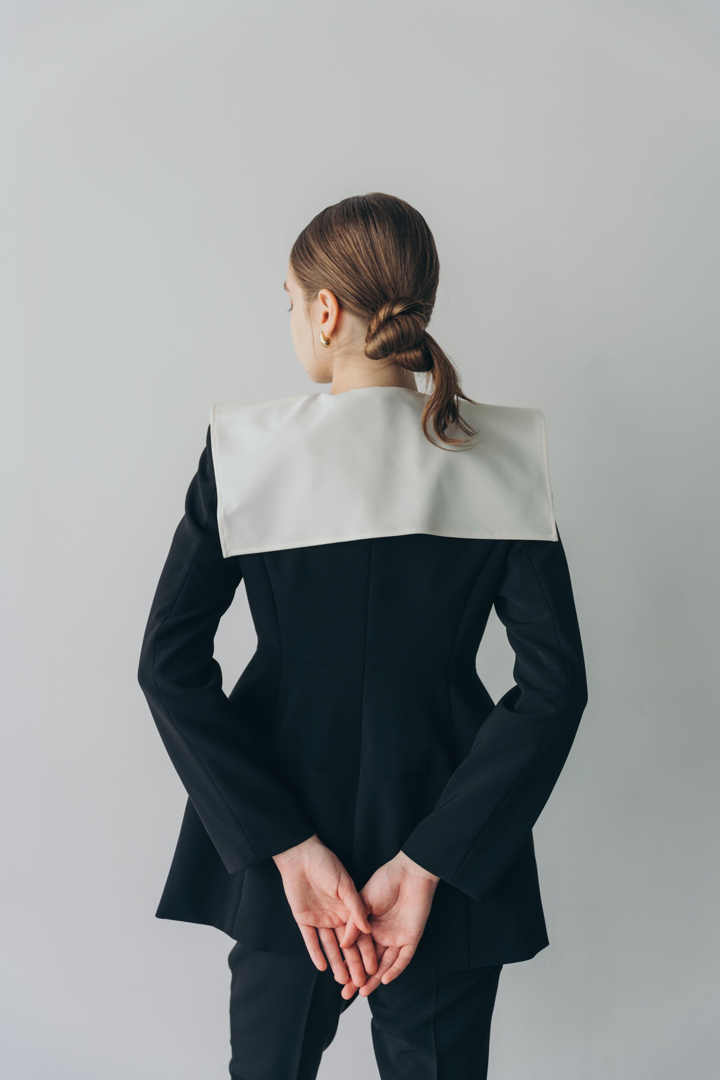 Ruffle 2way Peplum Jacket -Black
