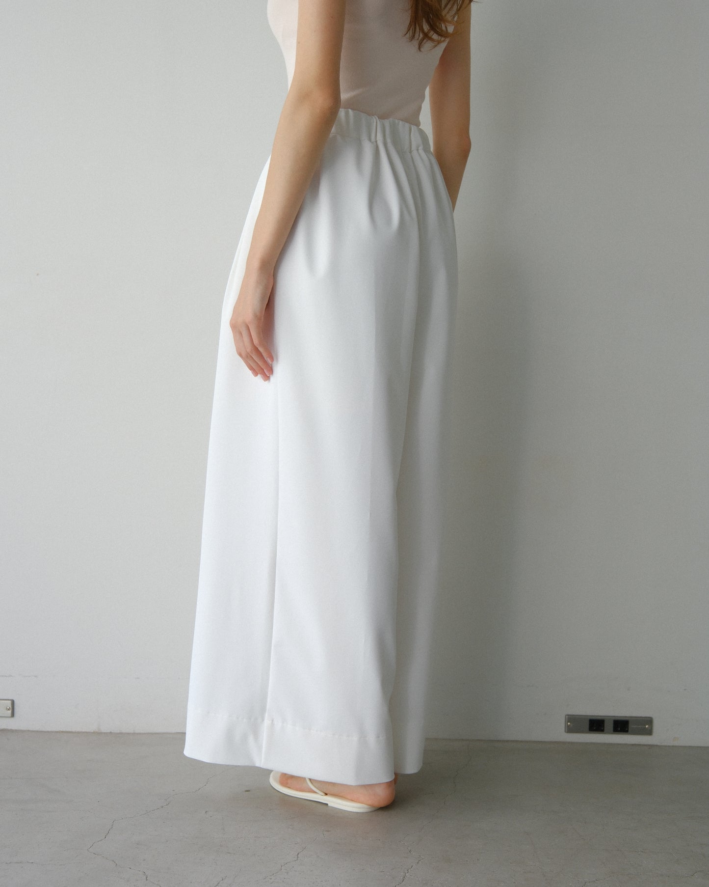 撥水wide pants - white