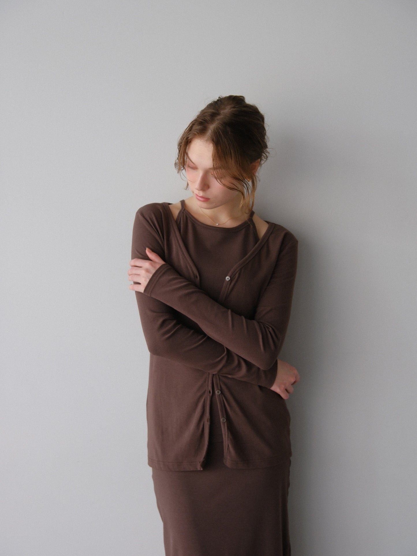 【coming soon】Lady cutsew 3piece -Brown