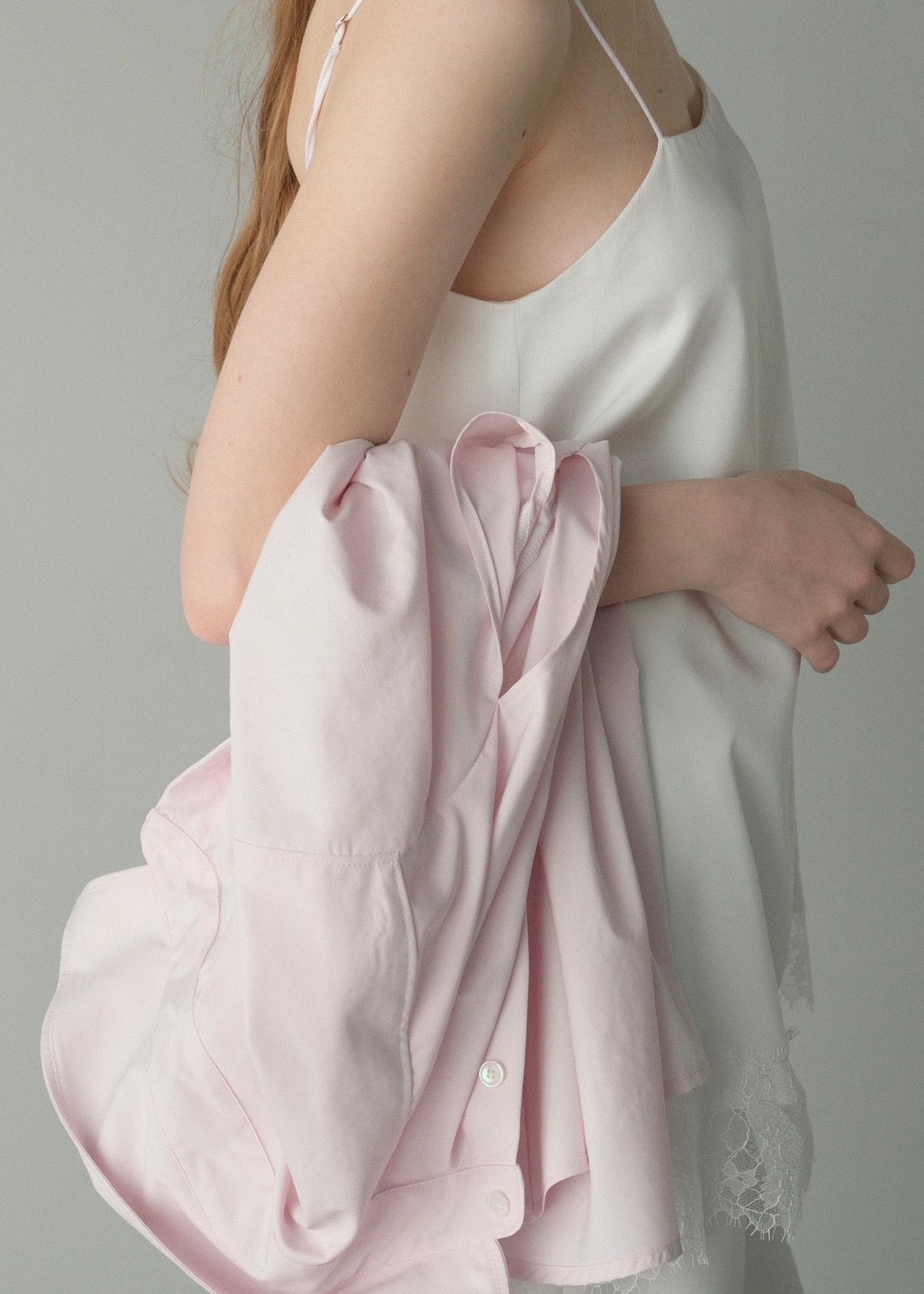 【2nd Pre order】撥水 2way silky over shirt / baby pink