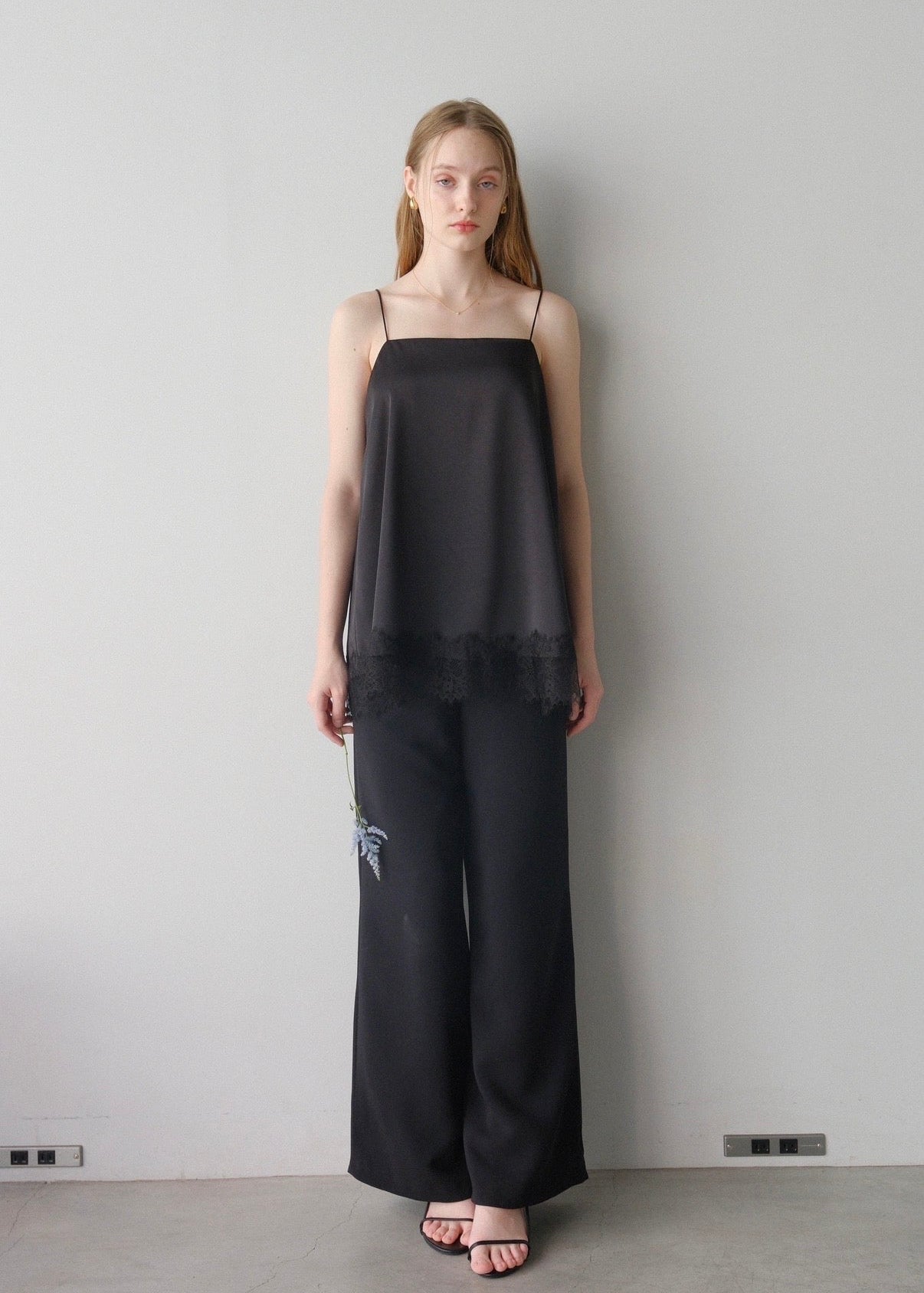 Satin lace camisole /Black