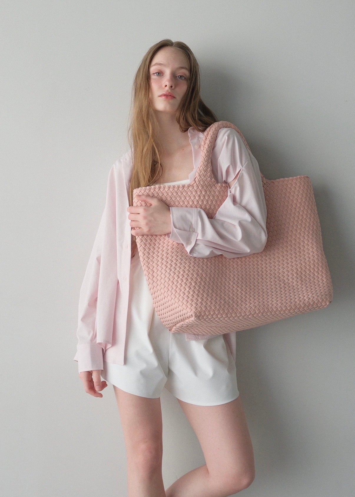 【2nd Pre order】撥水 2way silky over shirt / baby pink