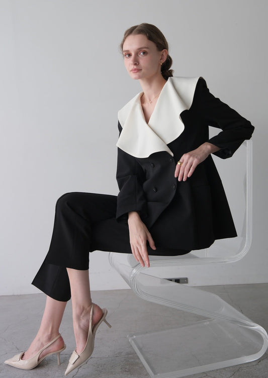 【Pre order】 Ruffle 2way Peplum Jacket -Black