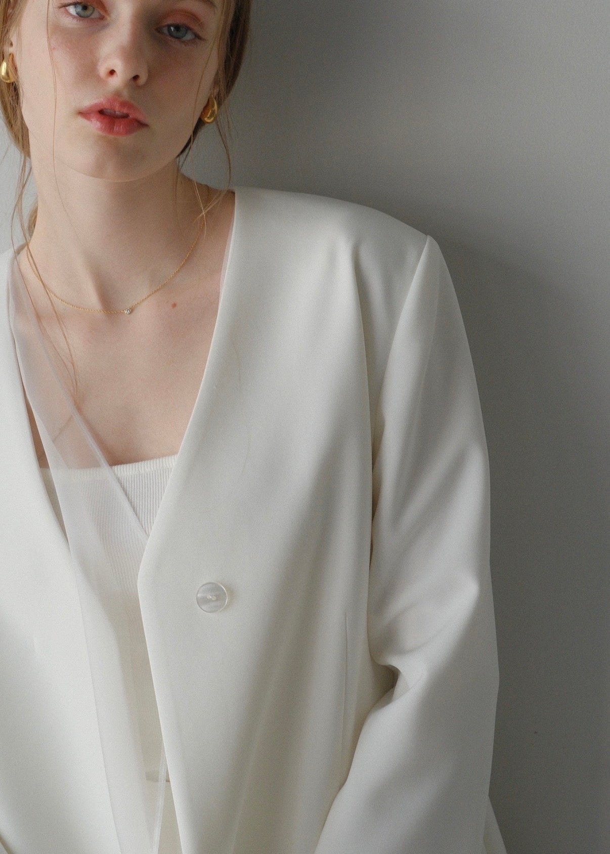 Lady organdy layered jacket / white