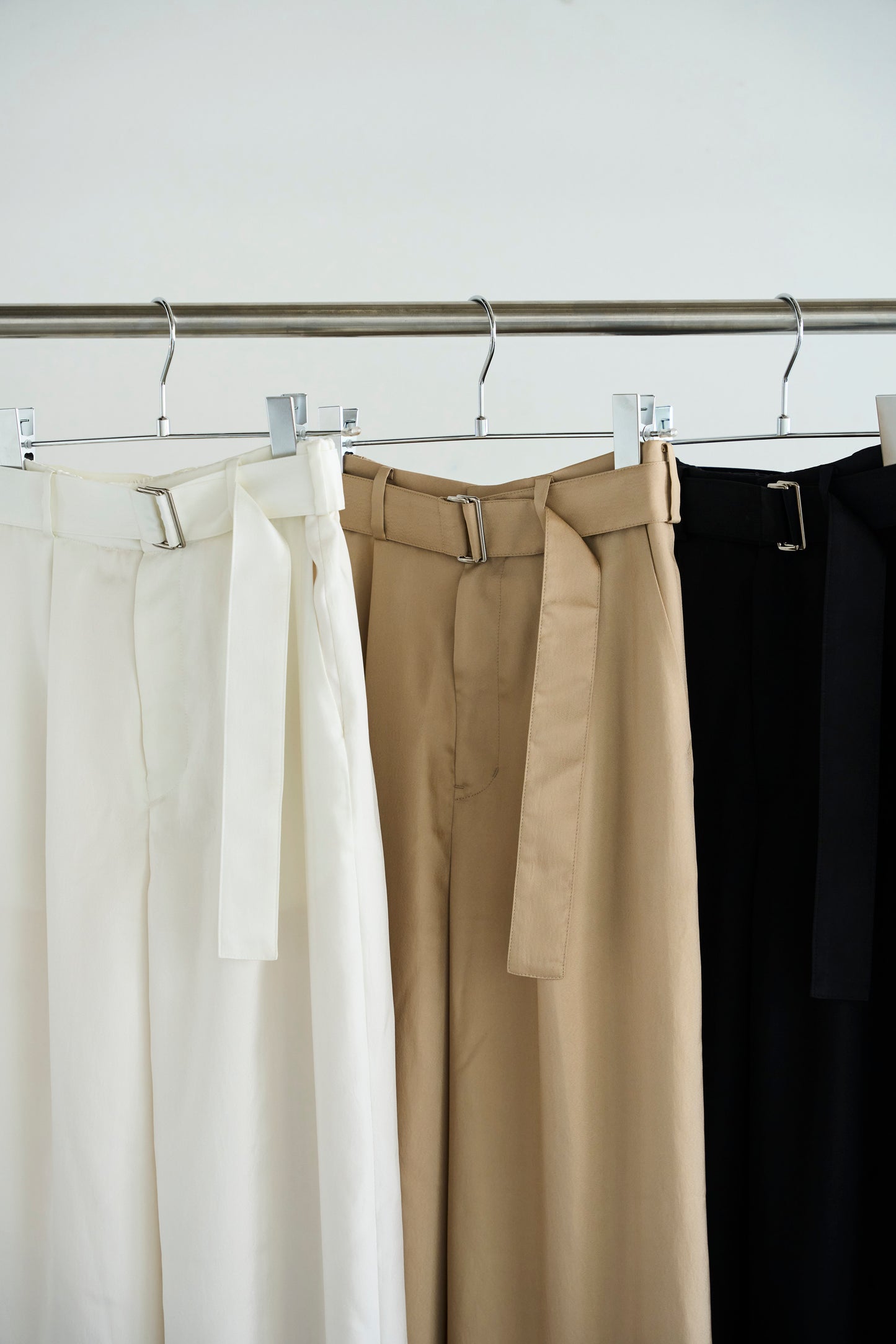Satin wide pants - beige