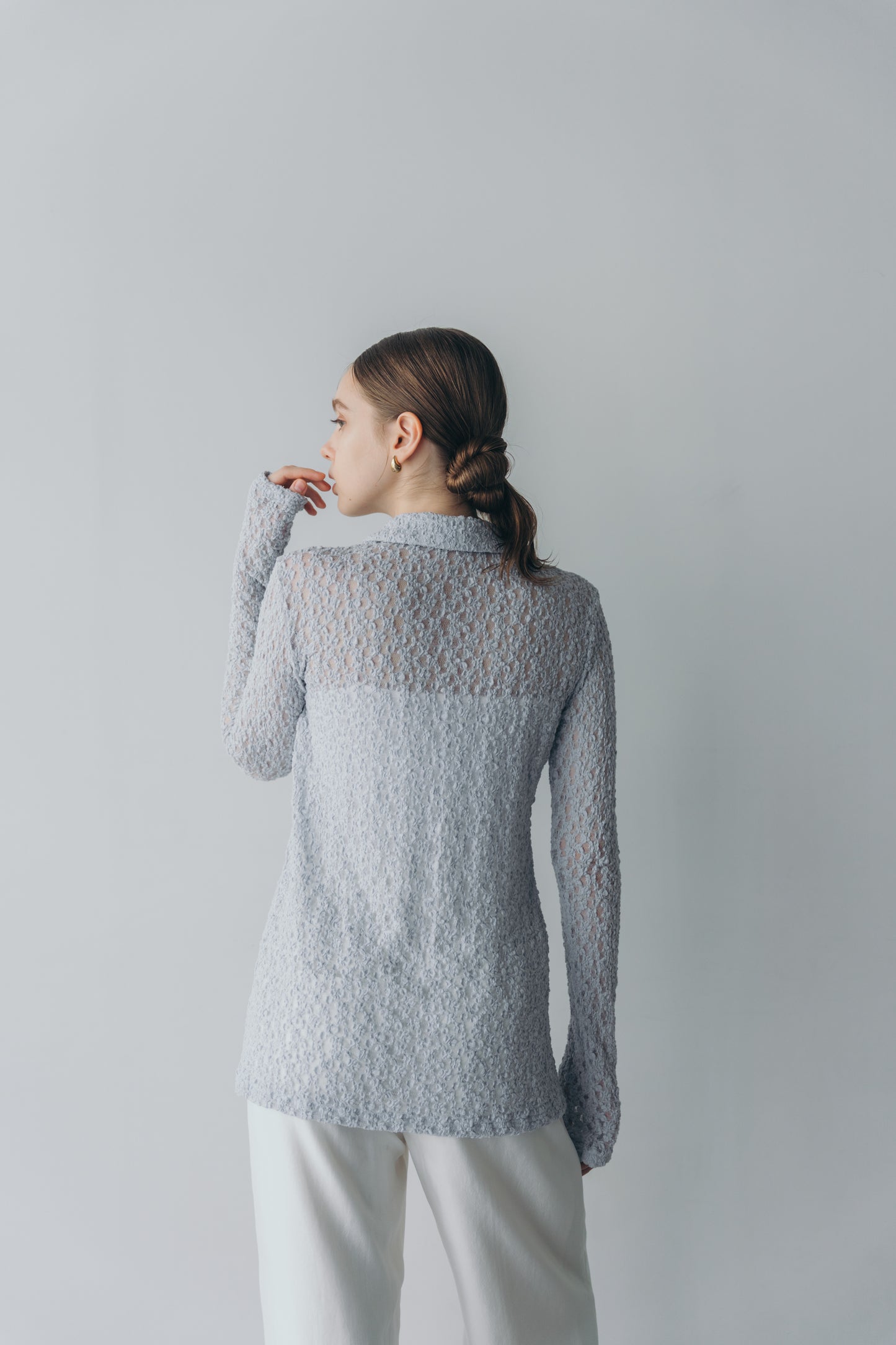 Lady lace shirt - Blue grey