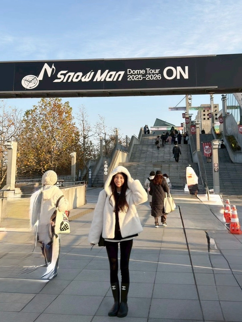 Eco fur hood coat / white