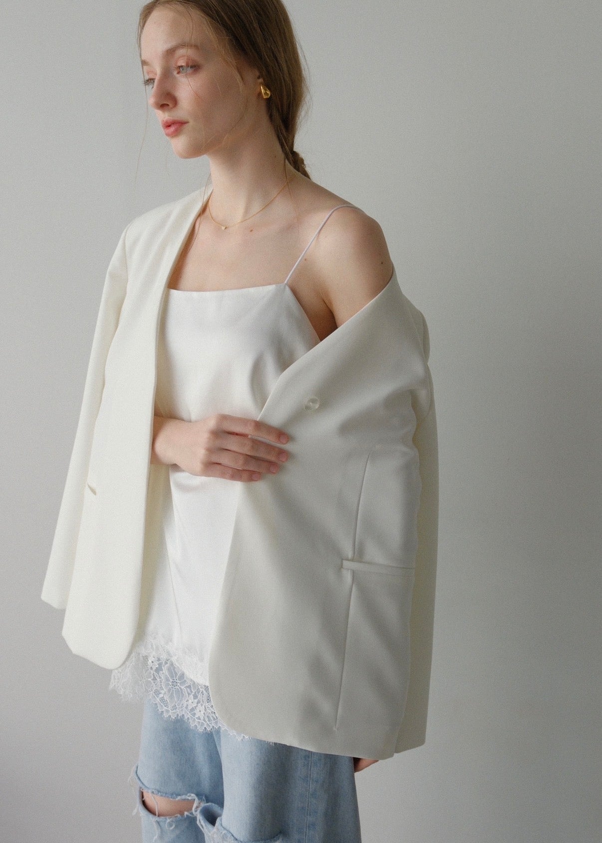 Lady organdy layered jacket / white