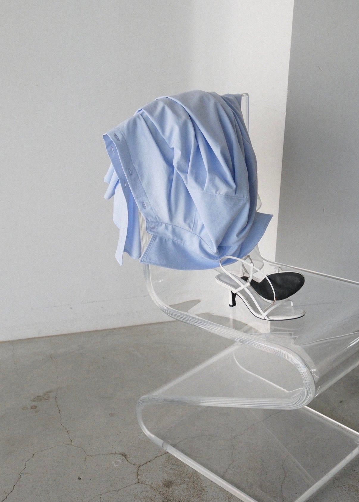 撥水 2way silky over shirt / pale blue