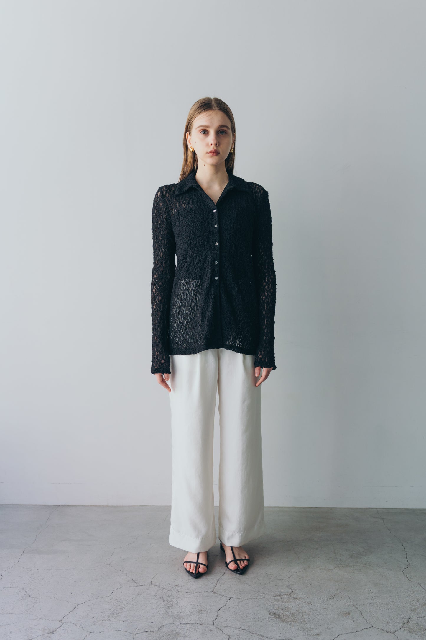 Satin wide pants - White