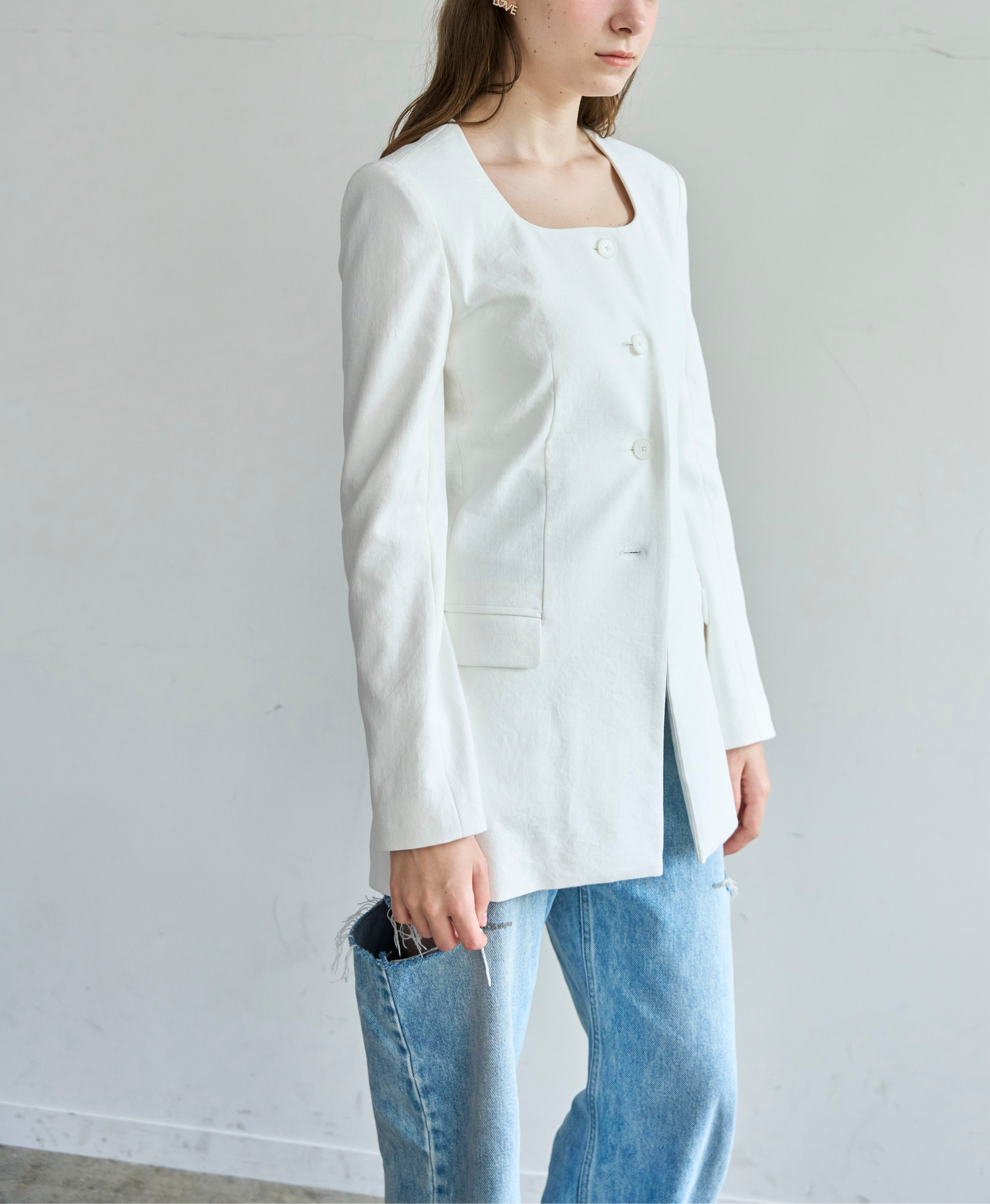 ジャケット・アウター CARLA Lady handsome jacket 即納】Lady handsome jacket(White) – CARLA