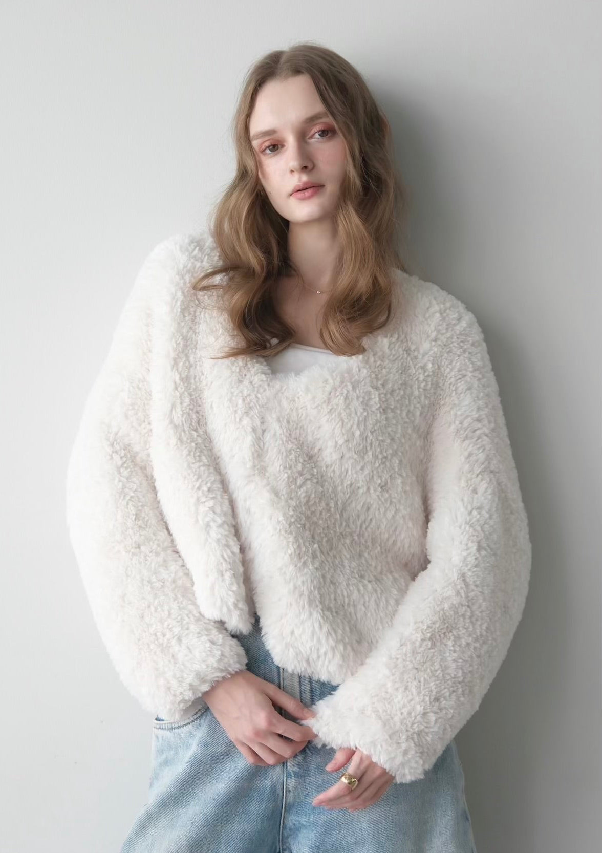 Eco fur knit cardigan
