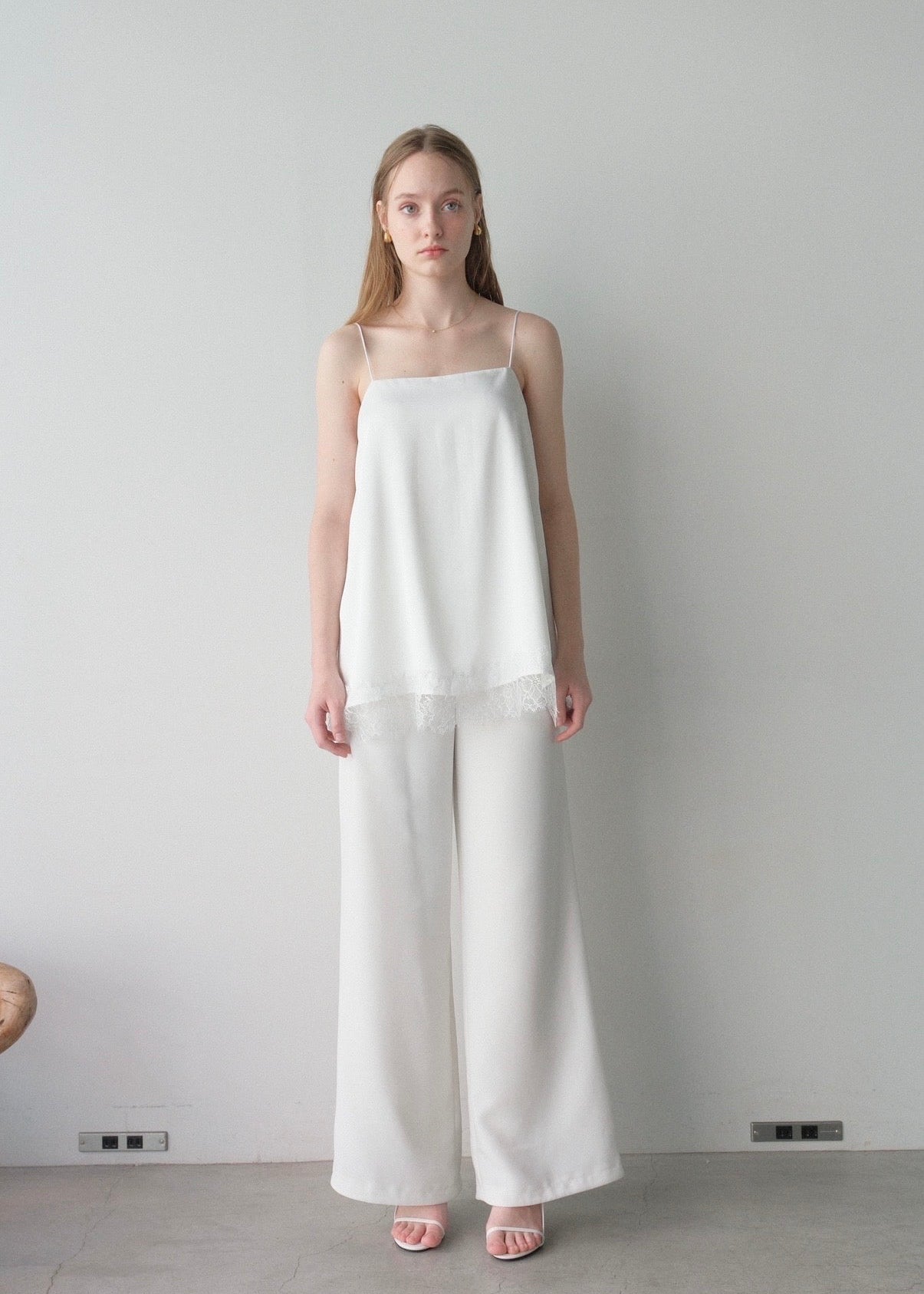 【2nd pre order】Satin lace camisole /white