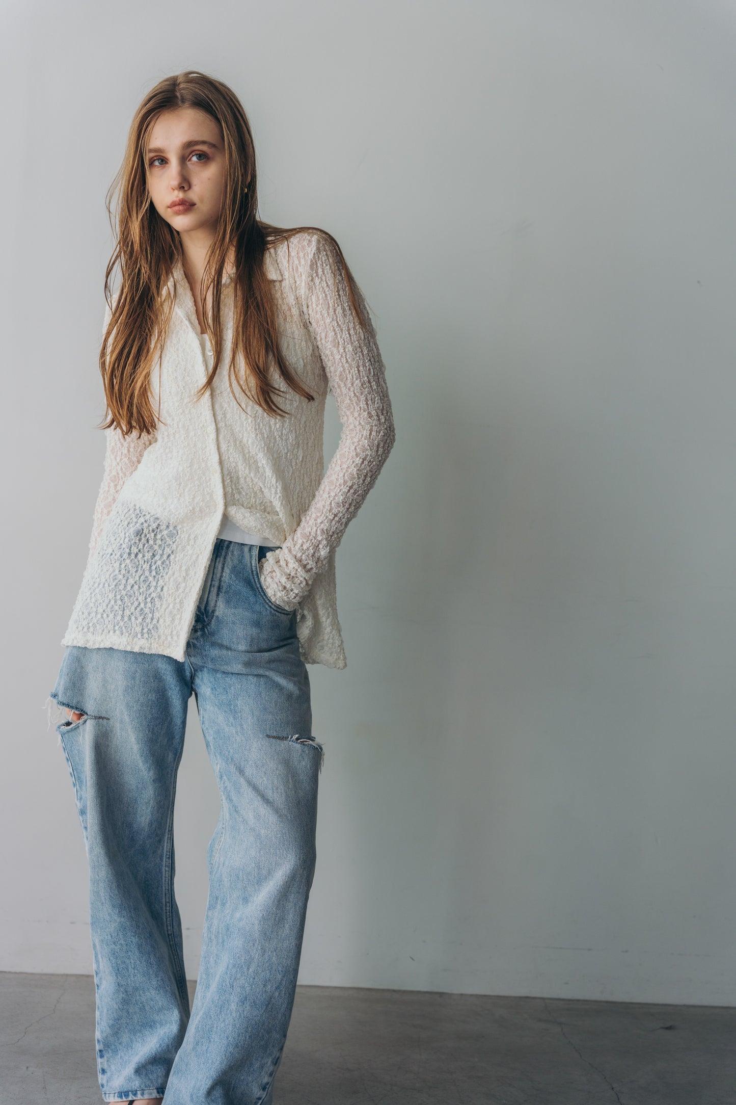 Lady lace shirt - white