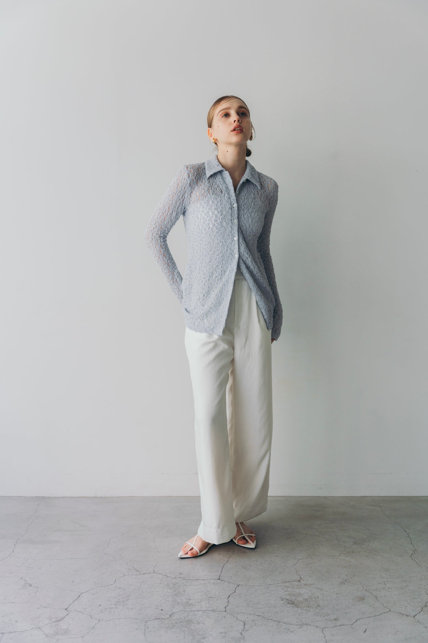 Lady lace shirt - Blue grey
