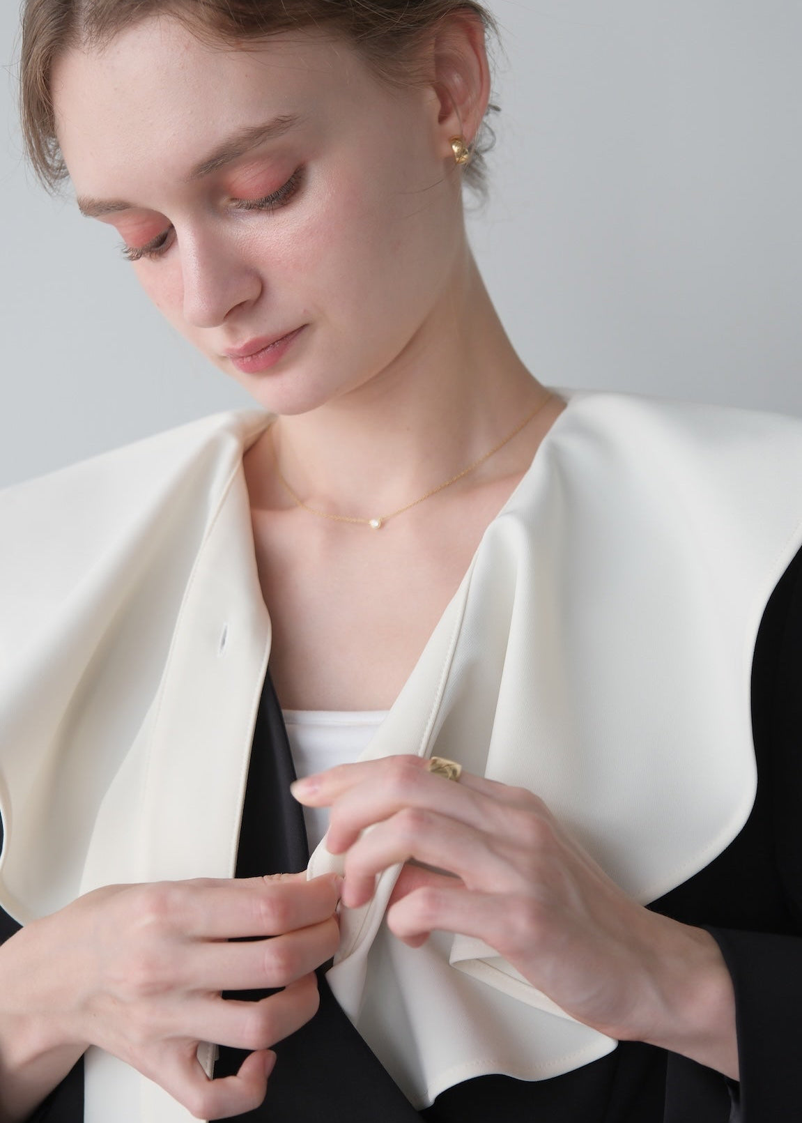 【Pre order】 Ruffle 2way Peplum Jacket -Navy