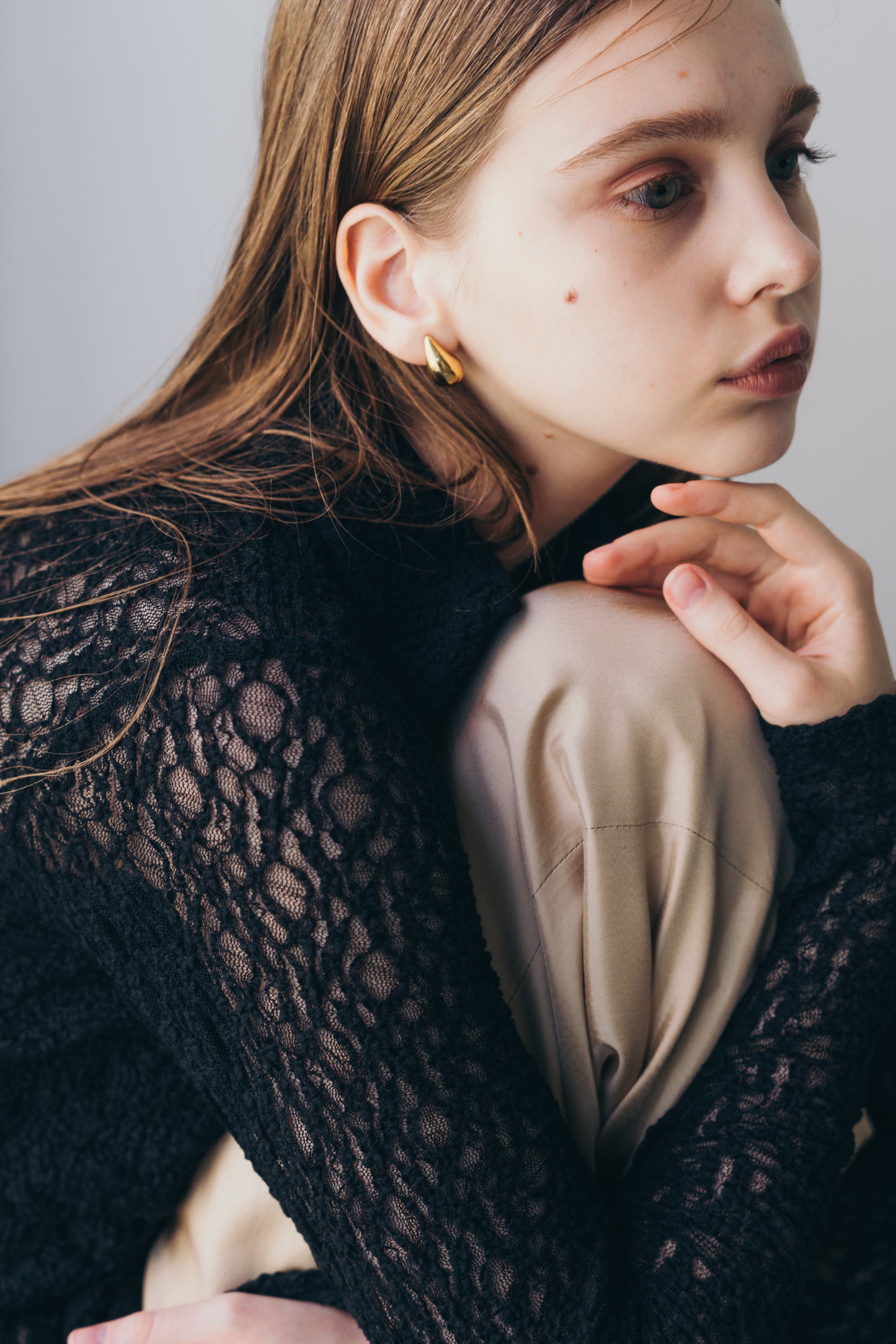 Satin wide pants - beige