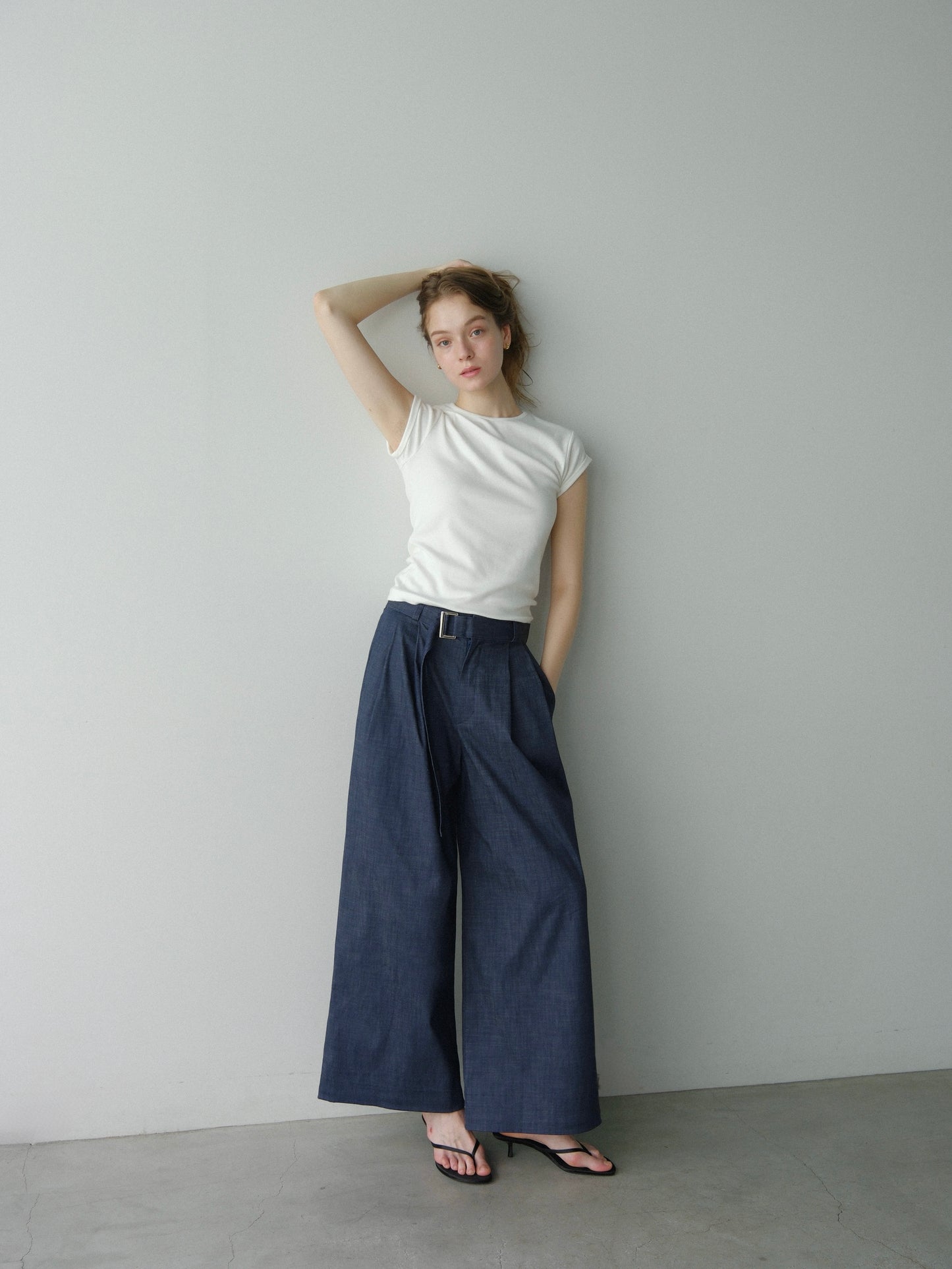 【coming soon】Denim like wide pants