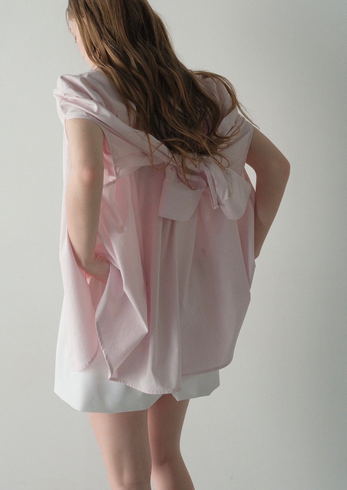 【2nd Pre order】撥水 2way silky over shirt / baby pink