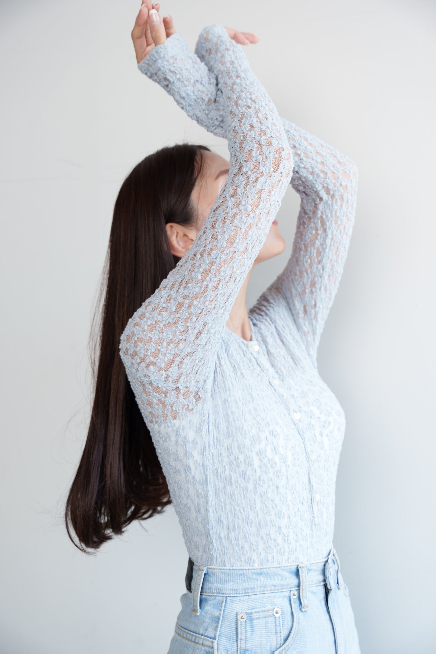 Lace body suit - Blue gray