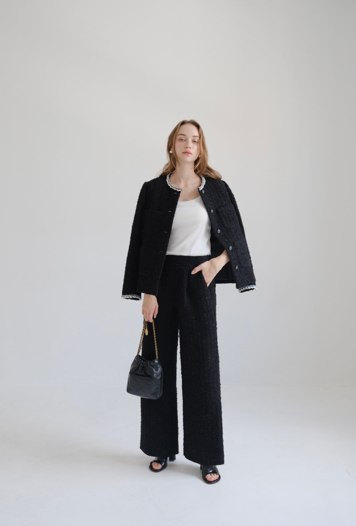 Lady Easy pants/ Tweed Black