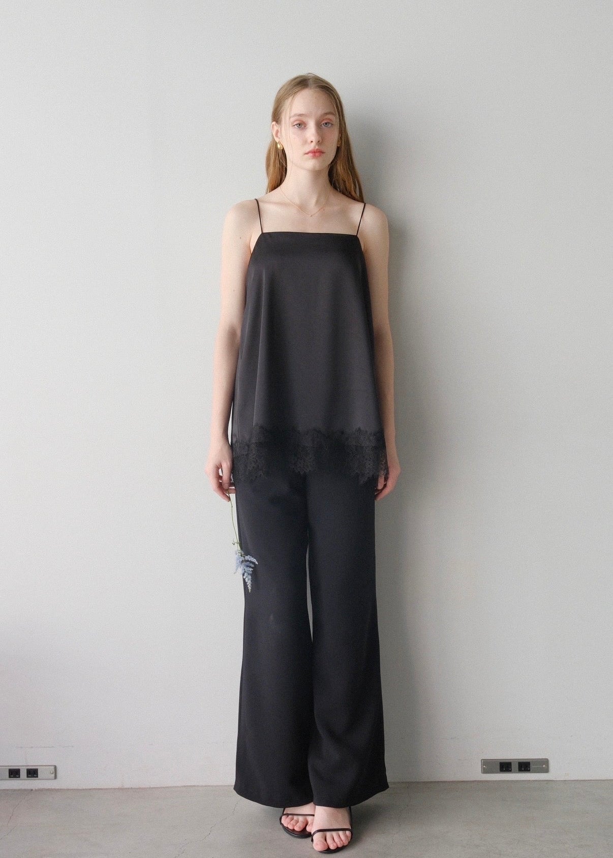 Satin lace camisole /Black