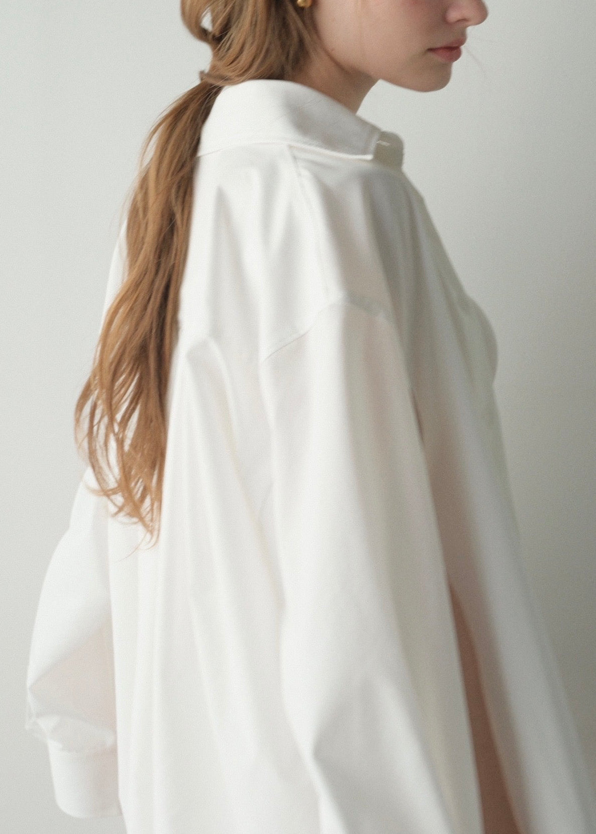 撥水 2way silky over shirt / white