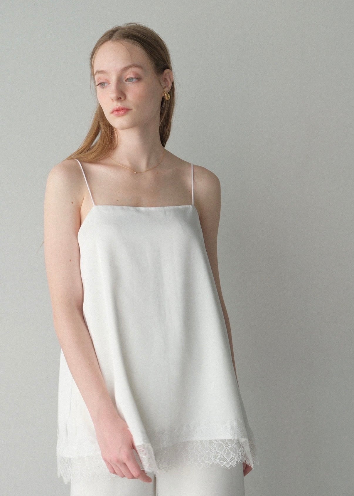 【2nd pre order】Satin lace camisole /white