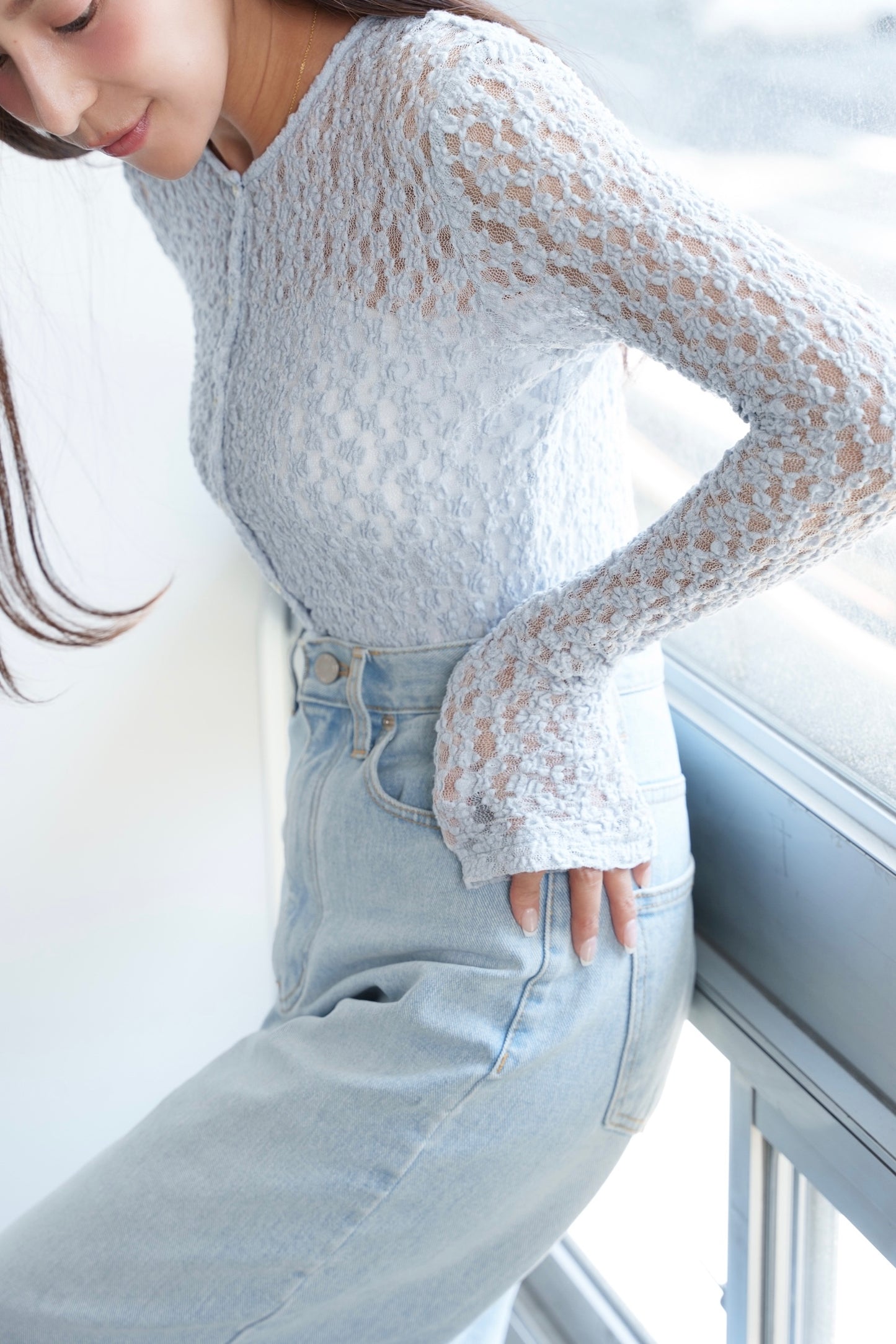 Lace body suit - Blue gray