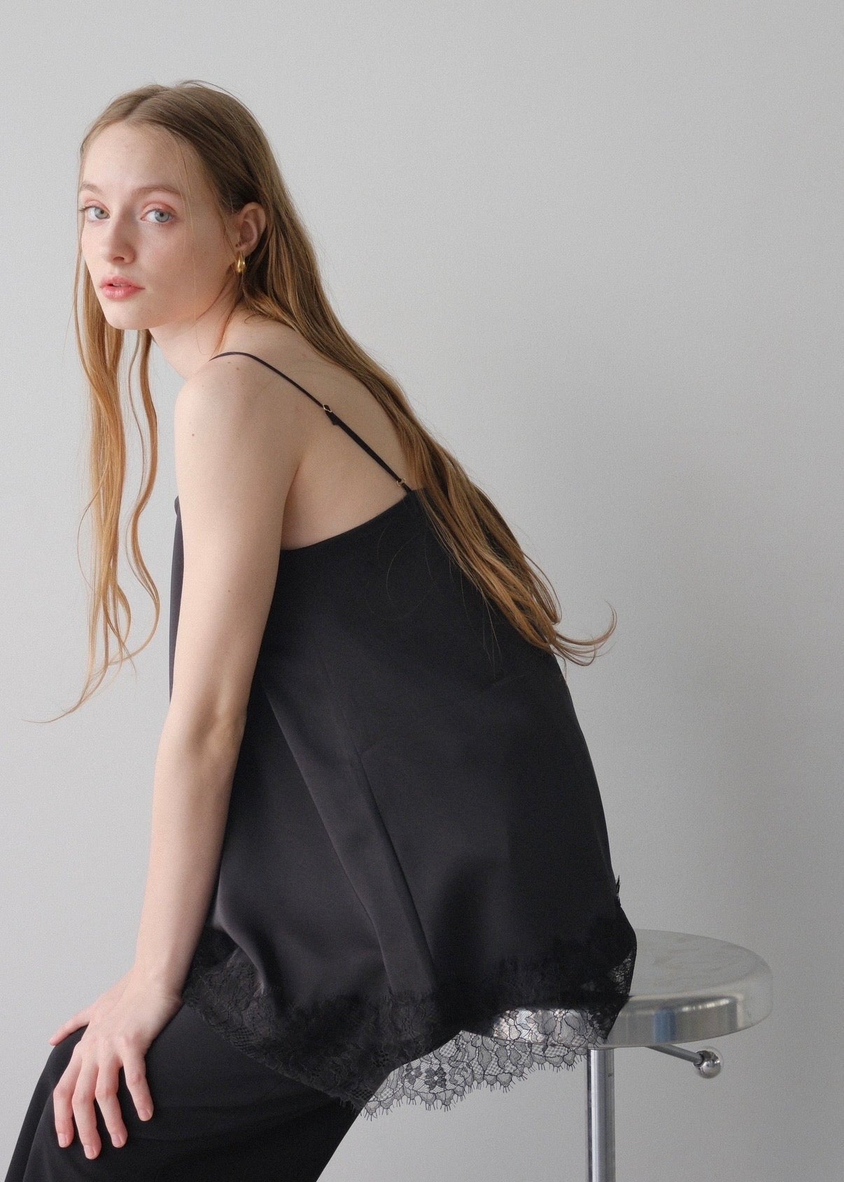 Satin lace camisole /Black
