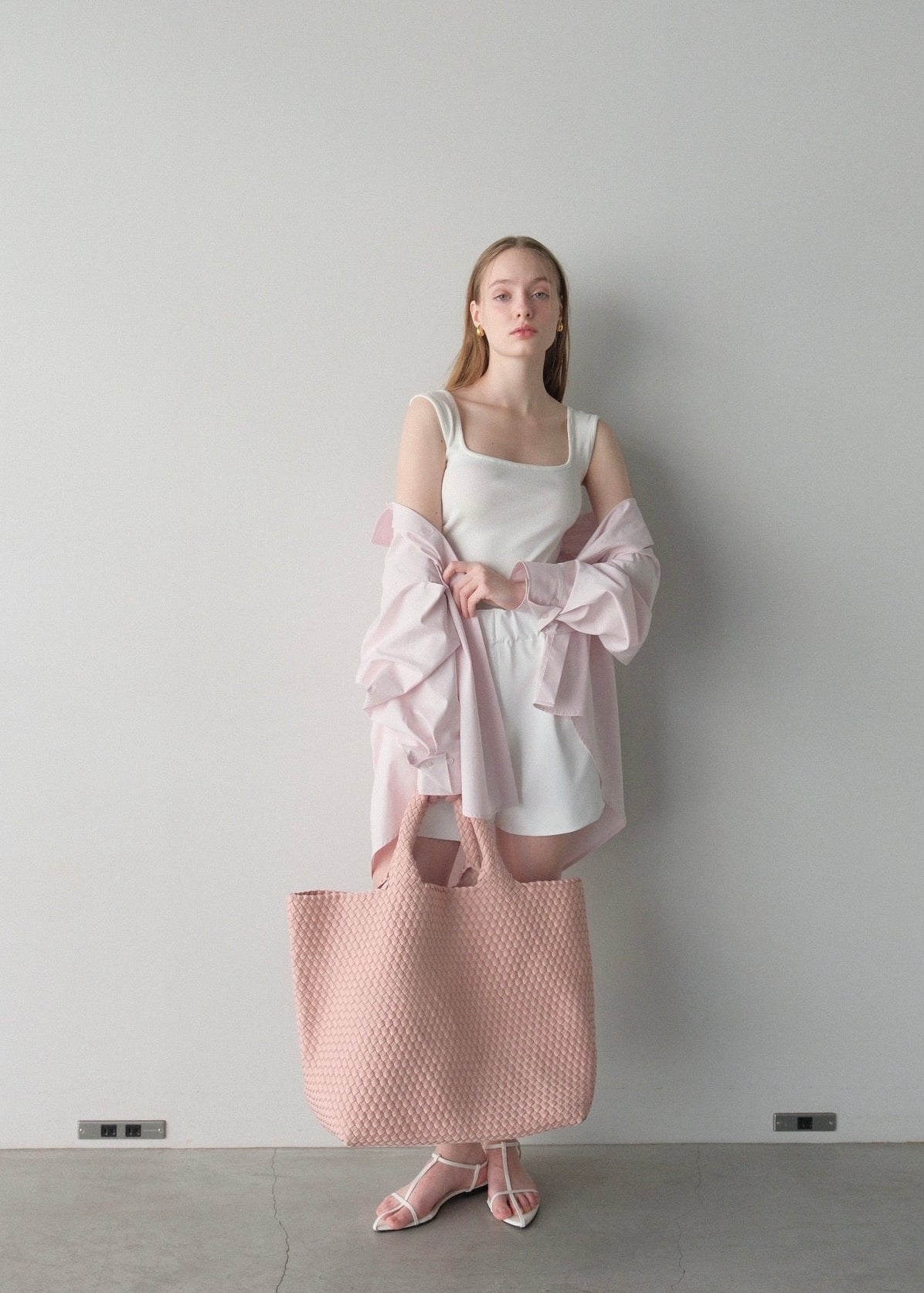 【2nd Pre order】撥水 2way silky over shirt / baby pink