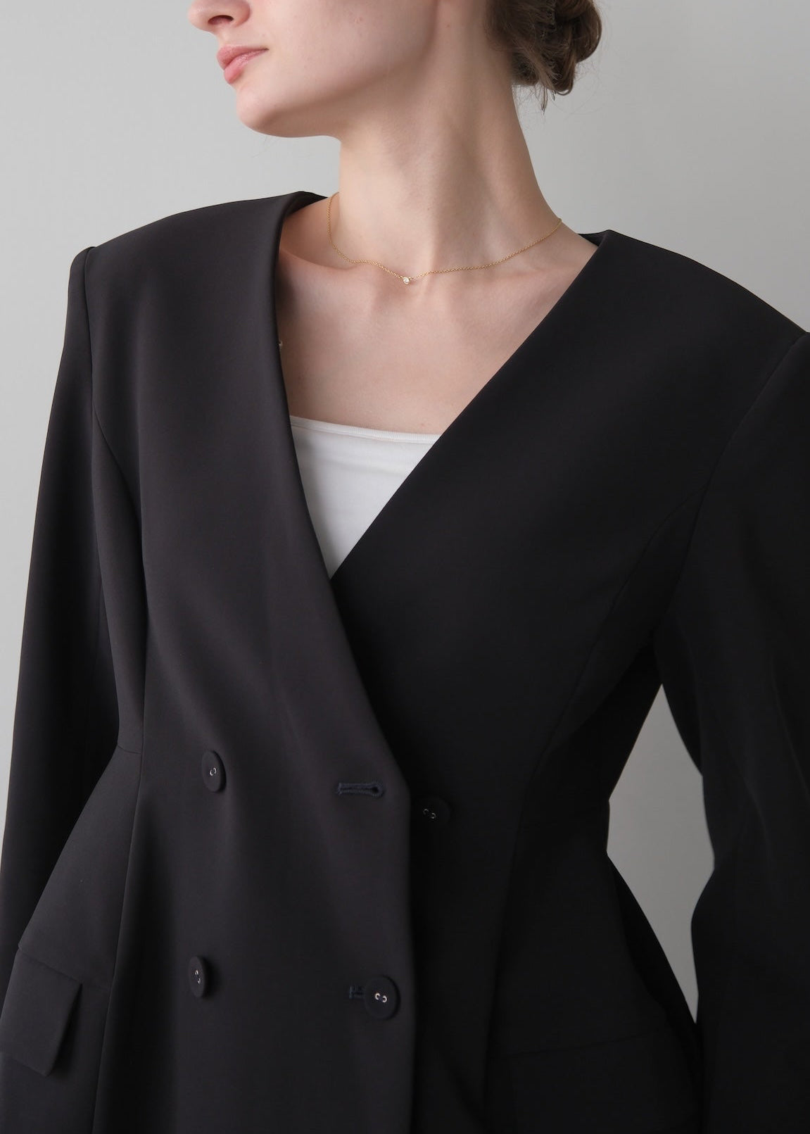 【Pre order】 Ruffle 2way Peplum Jacket -Navy