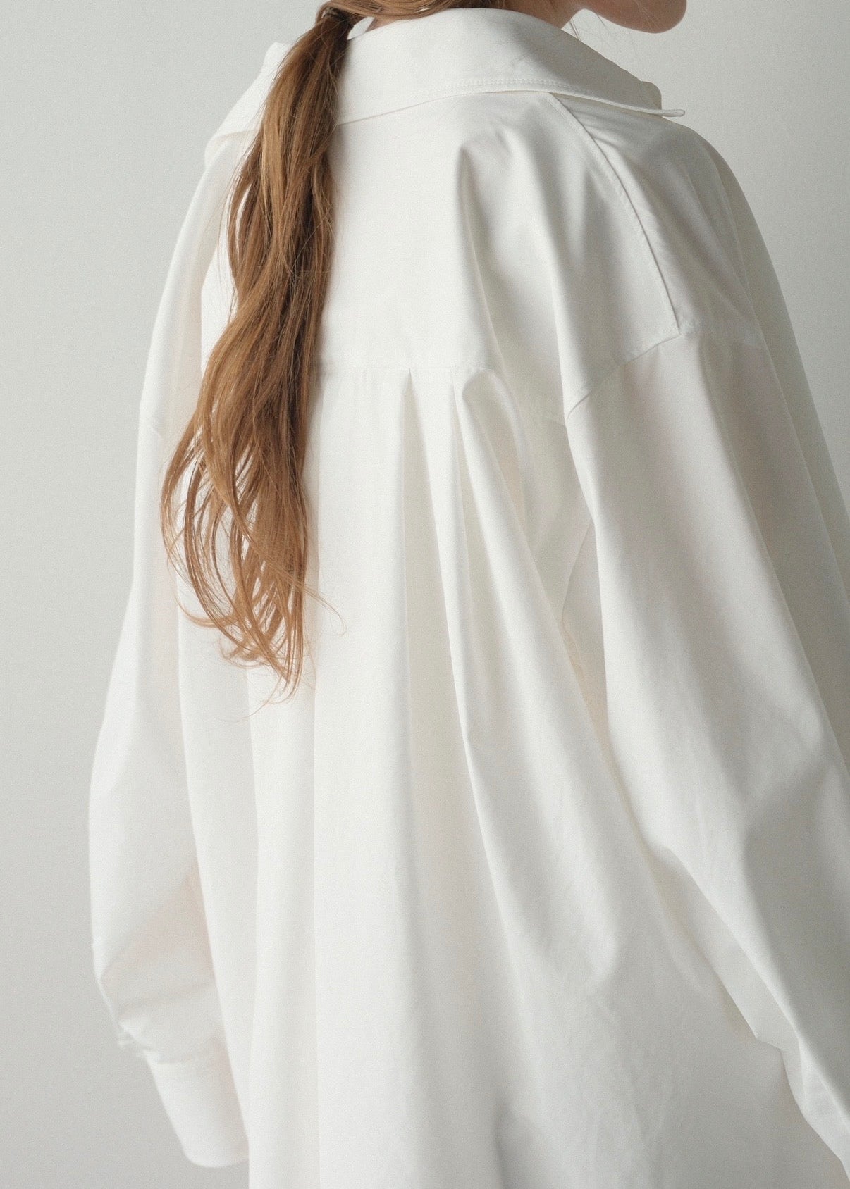 撥水 2way silky over shirt / white