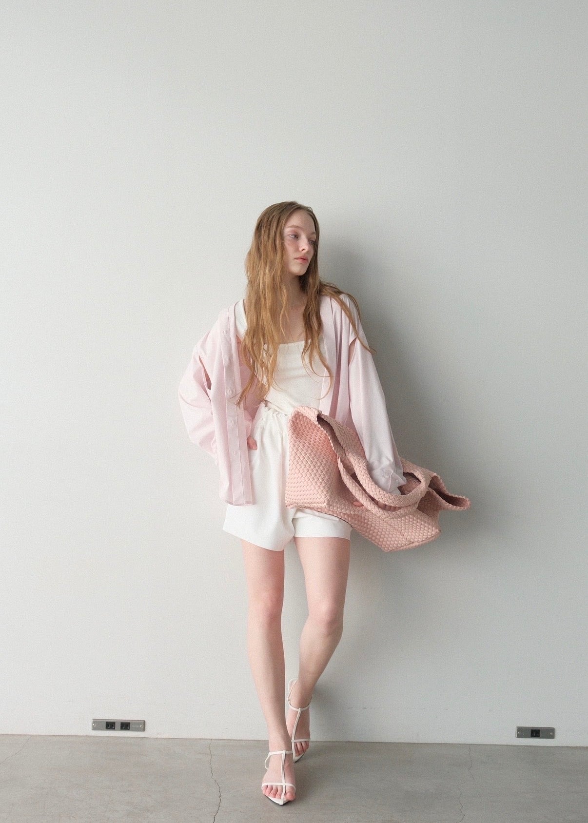 【2nd Pre order】撥水 2way silky over shirt / baby pink
