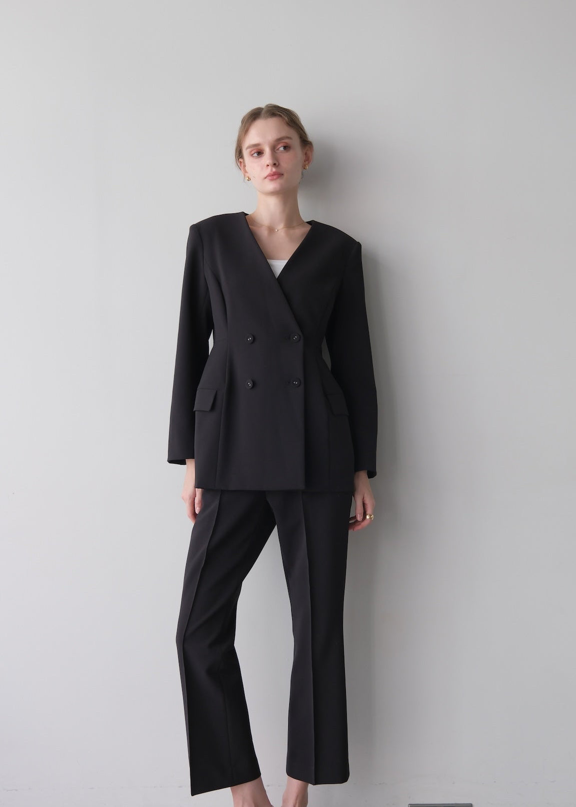 【Pre order】 Ruffle 2way Peplum Jacket -Navy