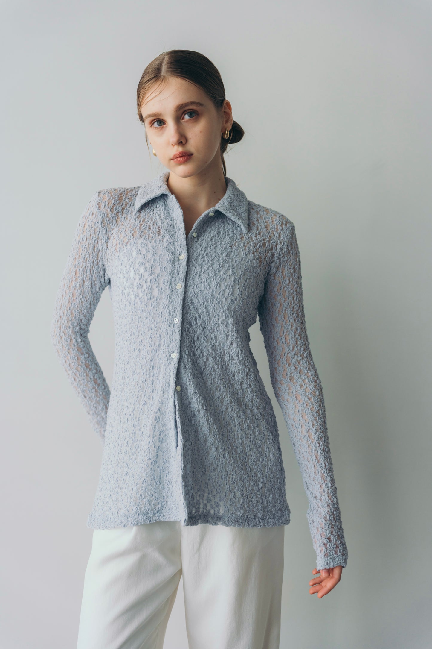 Lady lace shirt - Blue grey