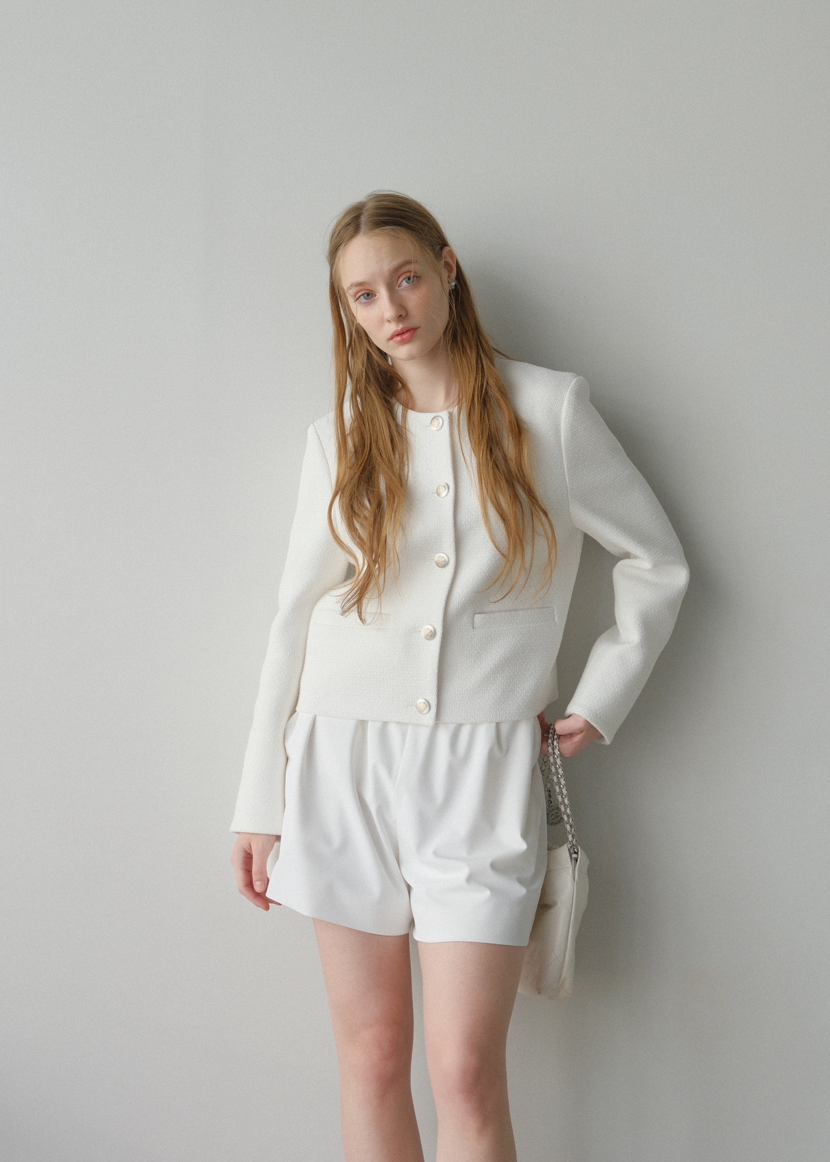 【即納】 CARLA Tweed jacket / White