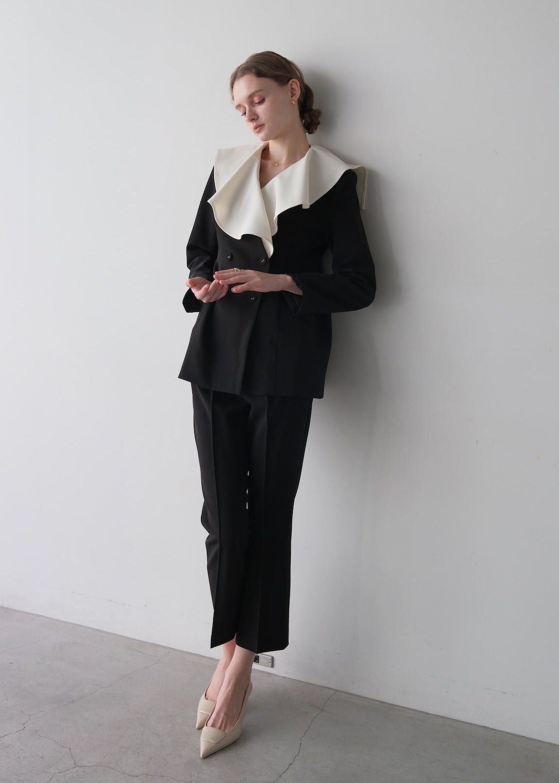 【Pre order】 Ruffle 2way Peplum Jacket -Black
