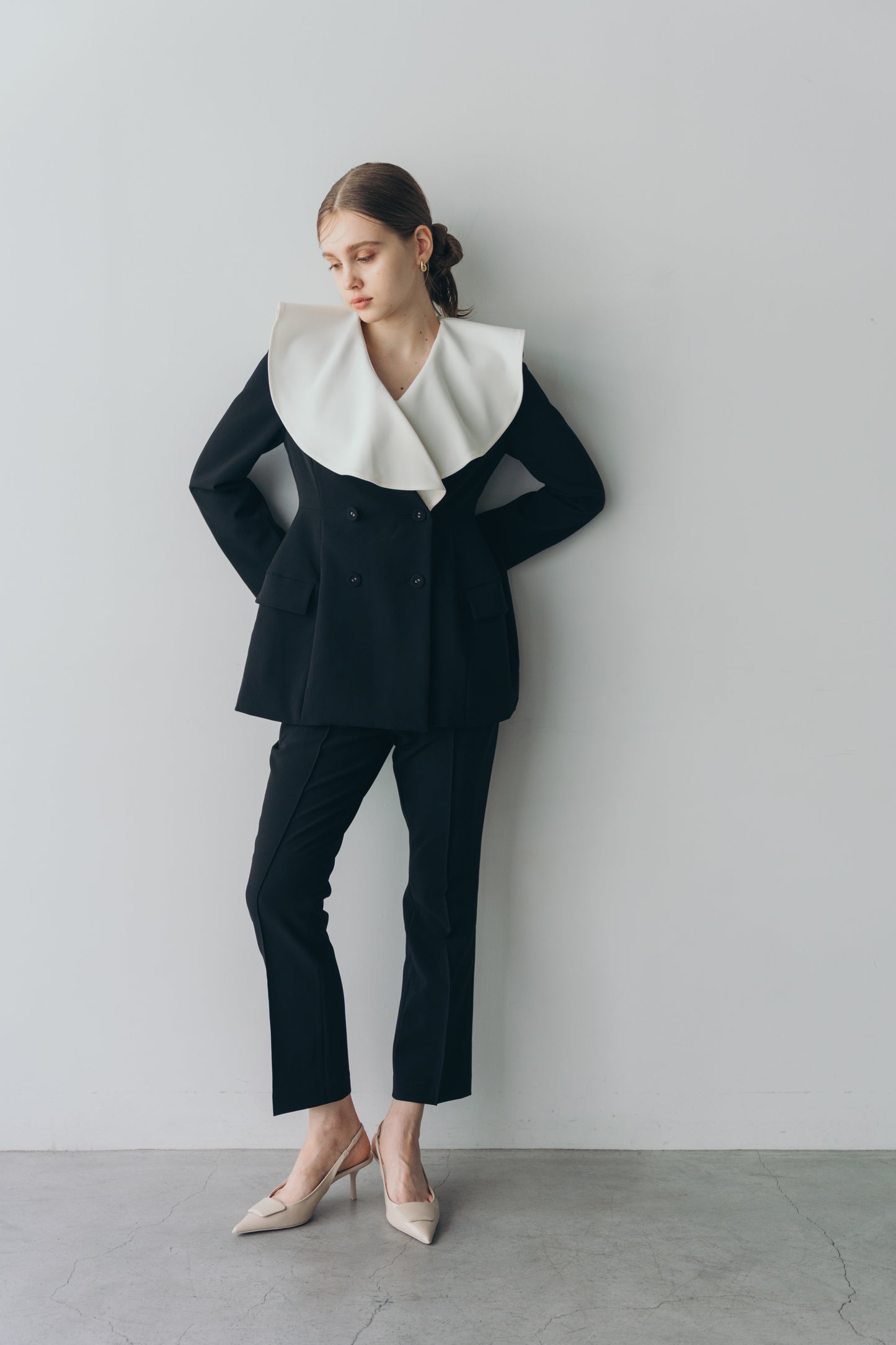 Ruffle 2way Peplum Jacket -Black