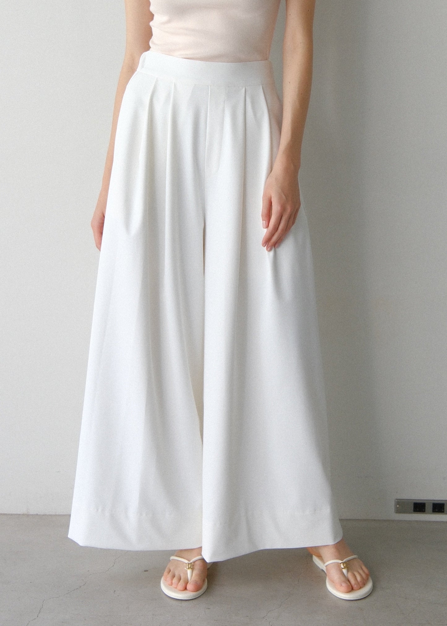 撥水wide pants - white