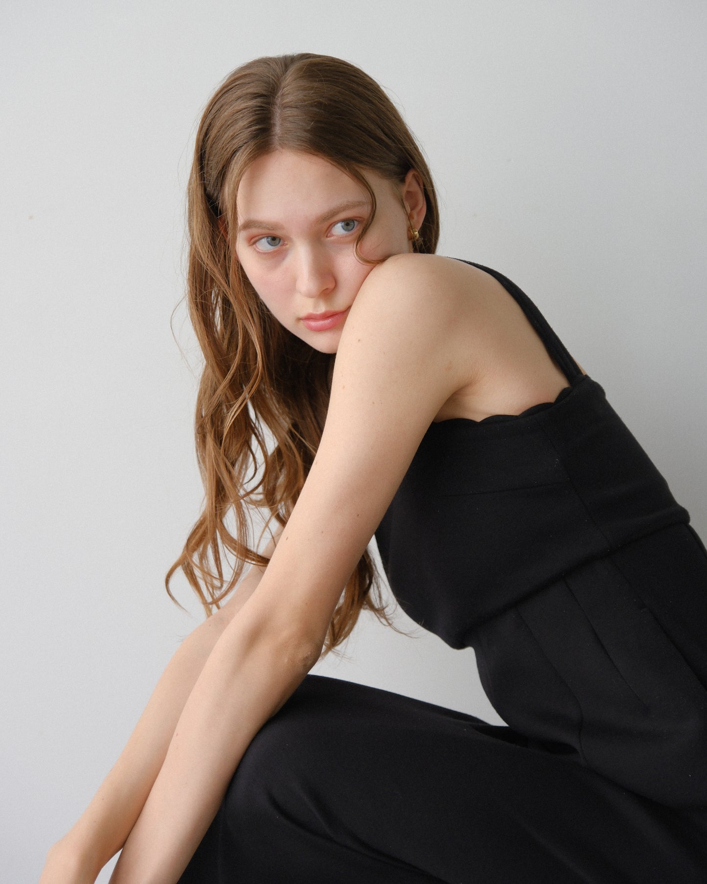 Lady scallop dress-Black