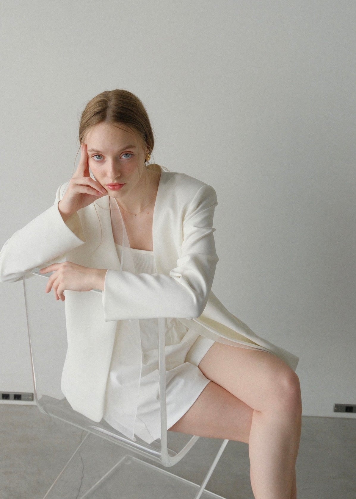 Lady organdy layered jacket / white