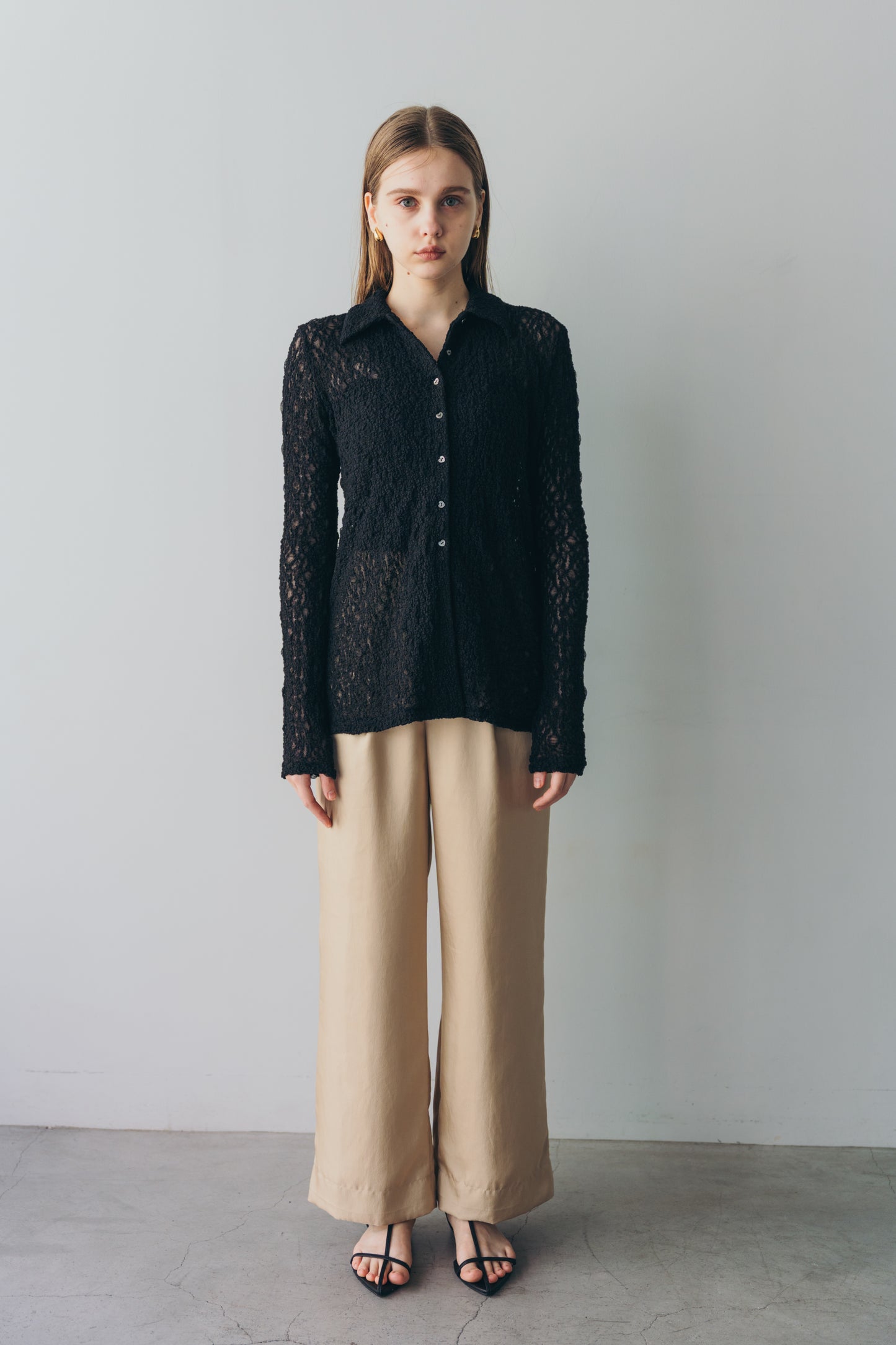 Satin wide pants - beige