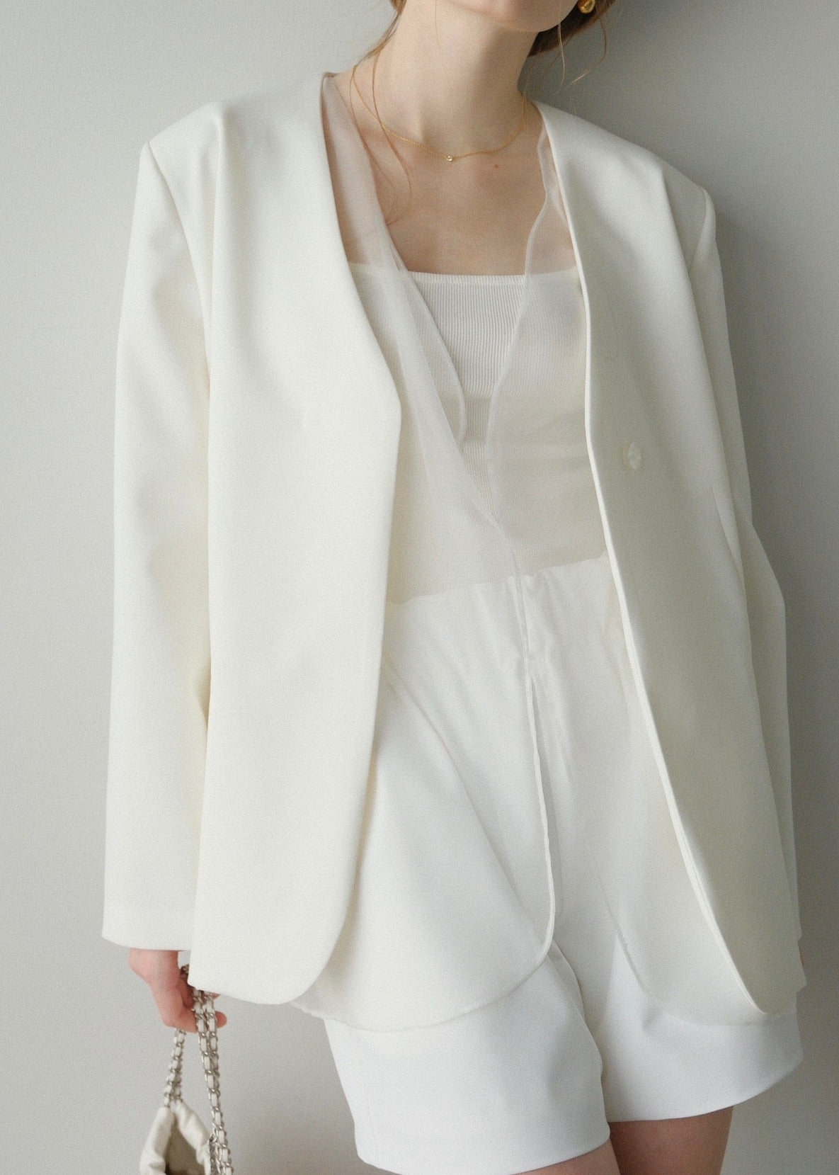 Lady organdy layered jacket / white