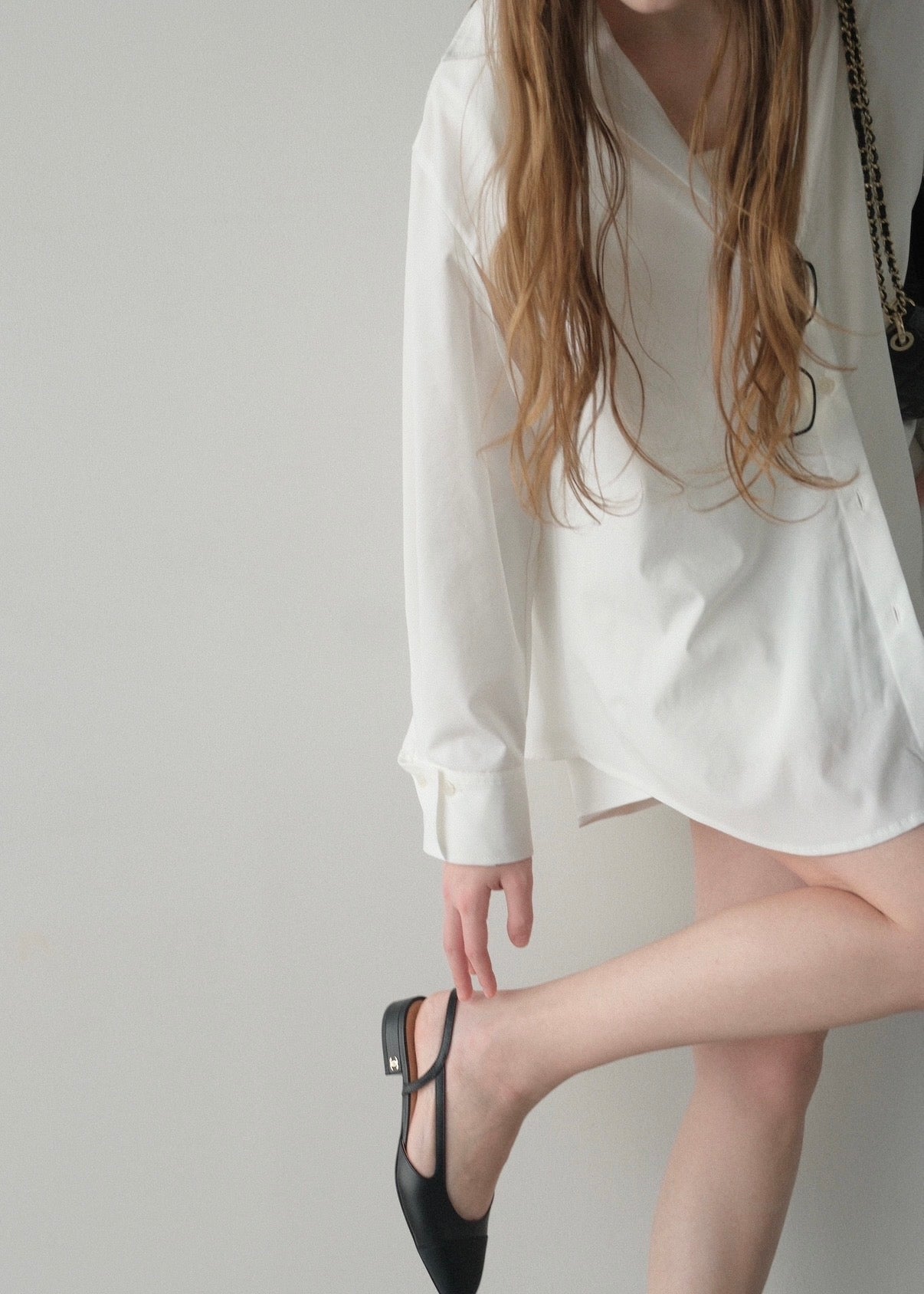 撥水 2way silky over shirt / white